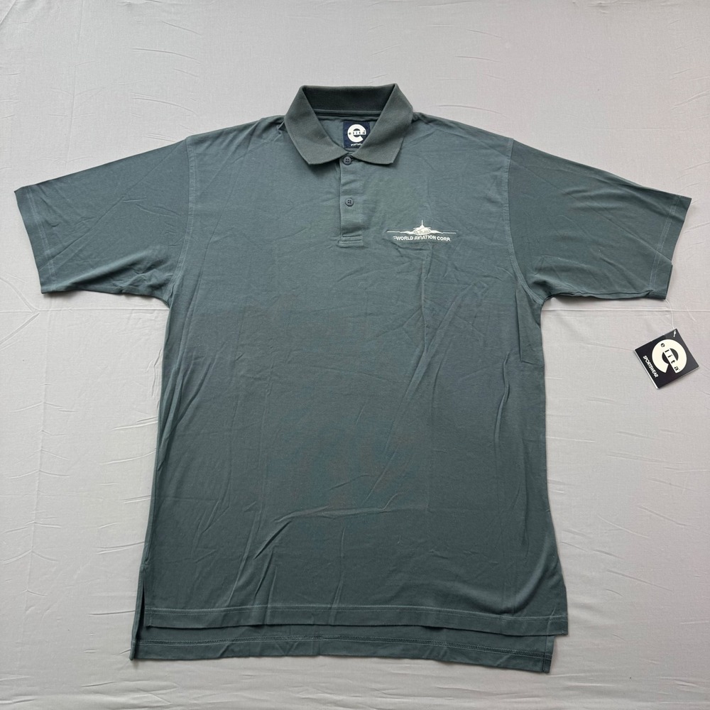 Elita Sportswear World Aviation Corp Polo Shirt Mens Medium Gray Cotton NWT